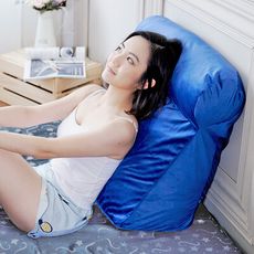 【凱蕾絲帝】台灣製造-多功能含枕護膝抬腿枕/加高三角靠墊-深藍(絨布款)