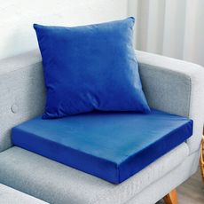 【凱蕾絲帝】台灣製造-高支撐記憶聚合加厚絨布坐墊/沙發墊/實木椅墊55x55cm-深藍