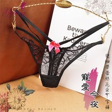 寵愛今夜！雙細帶蕾絲花朵性感美臀T字褲【Romance精品】