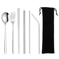 【瓦恩】304不銹鋼餐具套裝，湯匙筷子吸管套装組