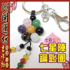 【168開運坊】【粉晶/綠東陵/紫水晶/虎眼/黑曜/黃玉/白玉髓~七星陣鑰匙圈】