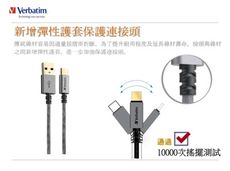 【Live168市集】威寶 Verbatim 快充充電線Type-C to USB 超韌性編織線