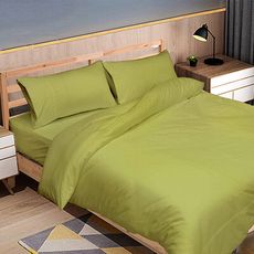 【FITNESS】純棉素雅單人加大床包枕套組(內束高35公分)(墨綠色)-台灣生產製造