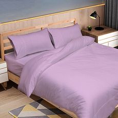 【FITNESS】純棉素雅單人加大床包枕套組(內束高35公分)(紫色)-台灣生產製造