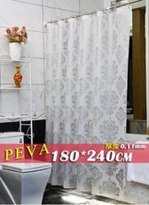 防水浴簾 PEVA歐式銀色圖騰 寬180x高240 180*240 贈掛勾金屬扣眼隔間門簾