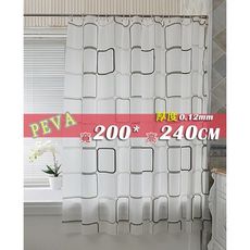 防水浴簾 黑白方格 寬200x高240 200*240 加厚款PEVA贈掛勾擋冷暖氣隔間簾門簾