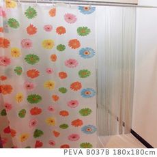 防水浴簾 B037B 寬180x高180 180*180 台製PEVA附掛勾 可當門簾 隔間簾
