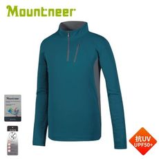 Mountneer 山林 男 銀纖長袖上衣《海藍》31P57/休閒衣/半開襟/除臭/抑菌/運動衣