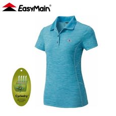 EasyMain 衣力美 女 排汗短袖POLO衫《寶藍》SE21004/機能上衣/透氣上衣/運動排汗