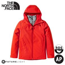 The North Face 女 FL二件式防水透氣鵝絨外套《粉橘/灰》4NAH/保暖連帽外套/防潑