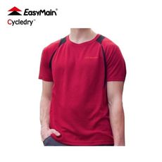 EasyMain 衣力美 男 舒爽排汗短袖T恤《暗紅》TE17021/機能上衣/透氣上衣/運動排汗衫