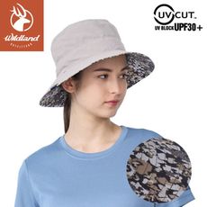 Wildland 荒野 中性抗UV印花雙面漁夫帽《白卡其》W1076/防曬帽/遮陽帽