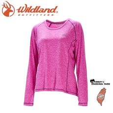 Wildland 荒野 女 圓領雙色抗UV長袖上衣《紫紅》0A71613/休閒衫/運動上衣/隔熱涼爽