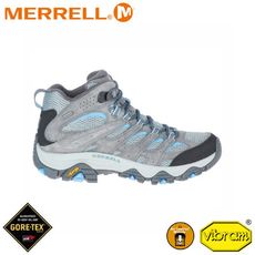 MERRELL 美國 女 MOAB 3 MID GORE-TEX中筒防水登山鞋《淺灰/水藍》 ML0