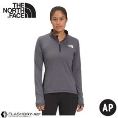 The North Face 女 排汗透氣立領上衣《黑灰》538U/吸濕快乾耐磨長袖/半襟衫/運動衣