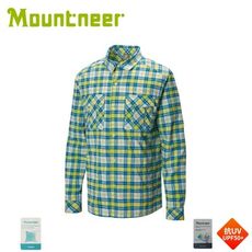 Mountneer 山林 男 彈性抗UV格子長袖襯衫《海藍》31B05/防曬長袖/夏季襯衫/抗UV/