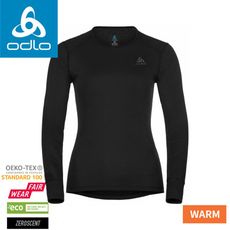 ODLO 瑞士 女 ECO銀離子保暖型圓領上衣《黑》159101/衛生衣/內層衣/內搭衣