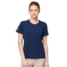 Wildland 荒野 女 彈性抗UV防蚊圓領衣《深藍》W1629/排汗衣/戶外運動機能上衣/運動衫
