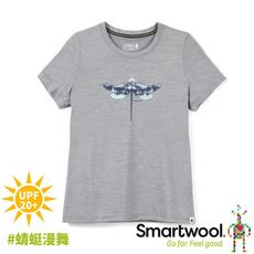 SmartWool 美國 女 Merino Sport 150塗鴉短袖T恤《蜻蜓漫舞/淺灰》SW01