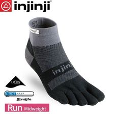 INJINJI 美國 RUN 避震吸排五趾短襪《黑》4895/五指襪/專業排汗襪/登山健行襪/休閒襪