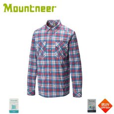 Mountneer 山林 男 彈性抗UV格子長袖襯衫《紅》31B05/防曬長袖/夏季襯衫/抗UV/格
