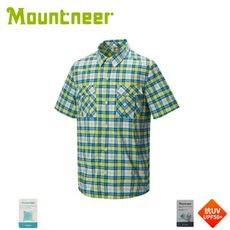 Mountneer 山林 男 彈性抗UV格子襯衫《海藍》31B01/防曬/夏季襯衫/抗UV/格紋襯衫