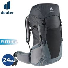 Deuter 德國 FUTURA 24SL 透氣網架背包《黑/水藍》3400521/輕量登山包/自行