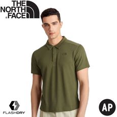 The North Face 男 排汗透氣立領短袖上衣 AP《軍綠》5B1P/短T/排汗衣/短袖上衣