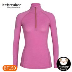 Icebreaker 女 ZONE 網眼透氣半開襟長袖上衣BF150《梅粉紅》IB104332/保暖