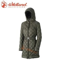 Wildland 荒野 女款 輕量四層700FP中長羽絨衣 可可綠連帽外套/羽絨外套/保暖外套/0A