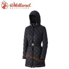 Wildland 荒野 女款 輕量四層700FP中長羽絨衣 黑色連帽外套/羽絨外套/保暖外套/0A3