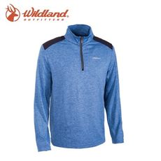 Wildland 荒野 男 彈性針織雙色保暖上衣《灰藍》OA62602/立領上衣/針織衣/開襟/彈性