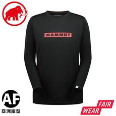 MAMMUT 長毛象 男 QD Logo Print LS AF 快乾長袖T恤《黑/岩漿紅》1016