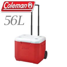 Coleman 美國 56L 美利紅拖輪冰箱拖輪冰箱/行動冰箱/冰桶/ CM-27864