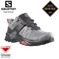 SALOMON 索羅門 女 X ULTRA 4 GTX 低筒登山鞋《合金灰/靜黑/赭褐