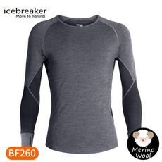 Icebreaker 男 ZONE 網眼透氣保暖圓領長袖上衣BF260《黑/灰》104360/內層衣