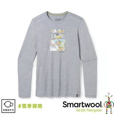 SmartWool 美國 男 塗鴉長Tee/雪季探險《淺灰》SW016676/登山/保暖長袖/長T