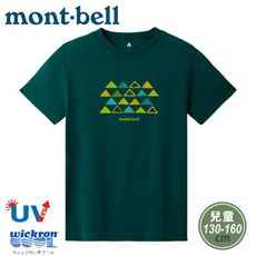 Mont-Bell 日本 兒童 WIC.T短袖排汗T恤《山文樣/深鴨綠》1114576/圓領短T/短