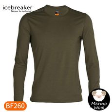 Icebreaker 男 Oasis 素色圓領長袖上衣BF200《橄欖綠》104365/內層衣/衛生