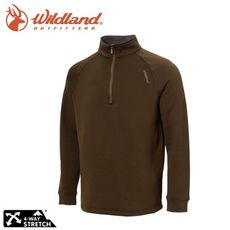 Wildland 荒野 男 彈性立領拉鍊保暖上衣《墨綠》0A72610/半領襟/運動衣/休閒衫/四向