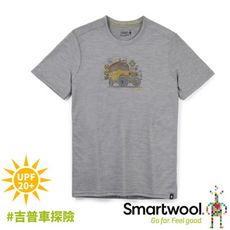 SmartWool 美國 男 Merino Sport 150塗鴉短袖T恤《吉普車探險/淺灰》SW0