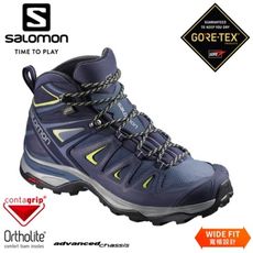 SALOMON 索羅門 女 X ULTRA 3 GTX 中筒登山鞋WIDE《藍/綠》401296/防