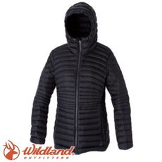 Wildland 荒野 女款 700FP輕量時尚連帽羽絨外套《黑》連帽外套/羽絨衣/水鳥羽絨/0A5