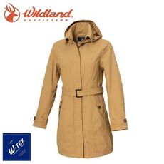 Wildland 荒野 女 長版防水防風時尚外套《黃卡其》0A72909/風雨衣/防水外套/大衣