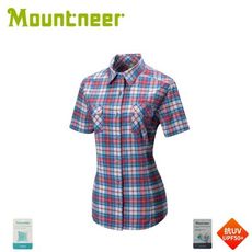 Mountneer 山林 女 彈性抗UV格子襯衫《紅》31B02/短袖襯衫/防曬短袖/抗UV/戶外