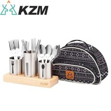 KAZMI 韓國 KZM 不鏽鋼餐具收納罐組《黑色》K9T3K005/露營餐具/戶外餐具/餐具組