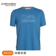 Icebreaker 男 Central圓領短袖上衣(冰峰日落)JN160《水藍》IB0A56CG/