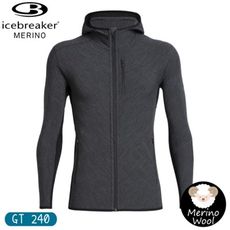 Icebreaker 男 DESCENDER 刷毛連帽保暖外套 GT240《灰/黑》104854/羊