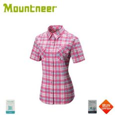 Mountneer 山林 女 彈性抗UV格子襯衫《深桃紅》31B02/短袖襯衫/防曬短袖/抗UV/戶