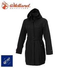 Wildland 荒野 女 長版防水防風時尚外套《黑》0A72909/風雨衣/防水外套/大衣